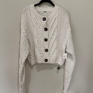 Free People Bonfire Cable Knot Cardigan - Cream - NWT